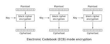 Diagram showing each plaintext block encrypted independently in ECB mode